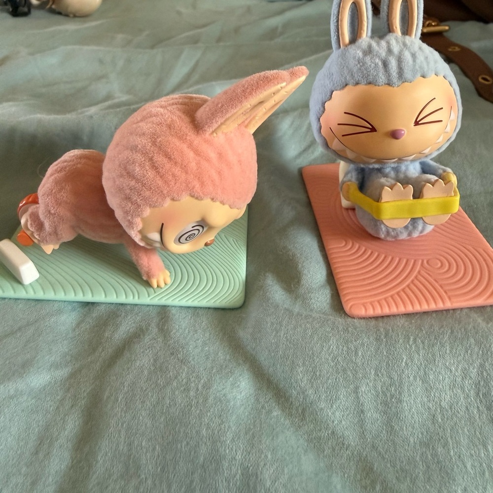 Cute Pink and Blue Labubu Figurines comes with each individual card-authentic